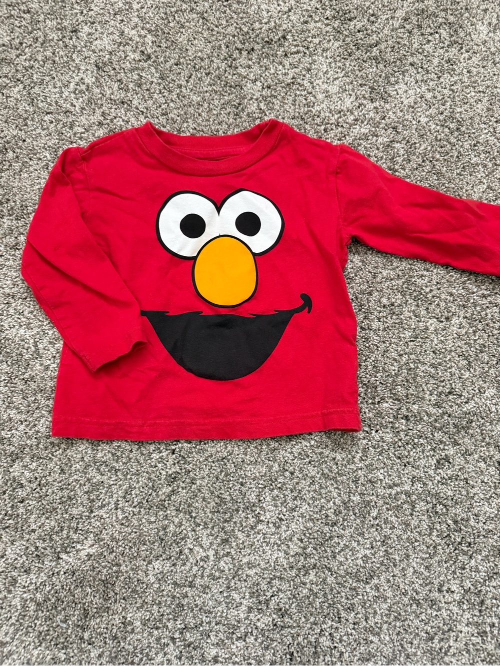 Sesame Street Elmo Face Red Long Sleeve Tee